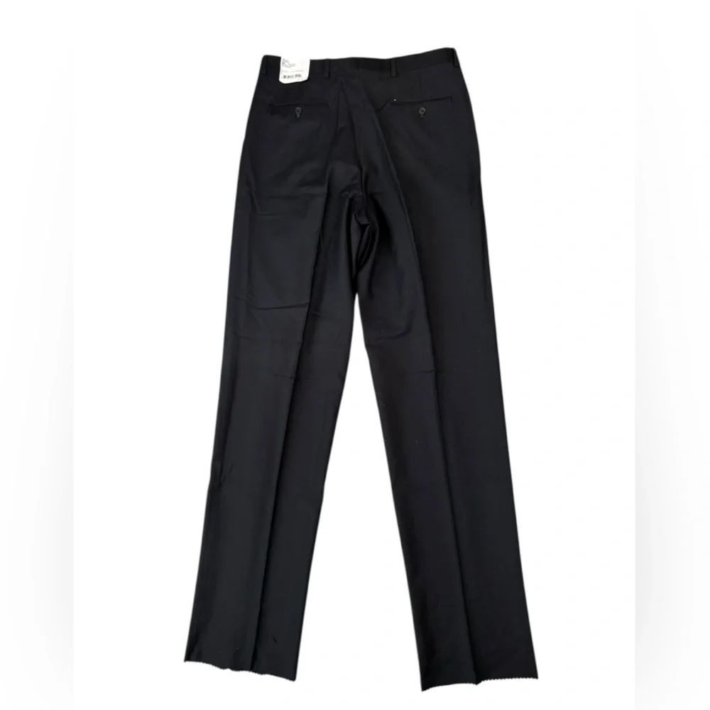 NWT Hart Schaffner Marx 100% Wool Dress Pants 34 Black Pleated Unhemmed - Picture 7 of 7